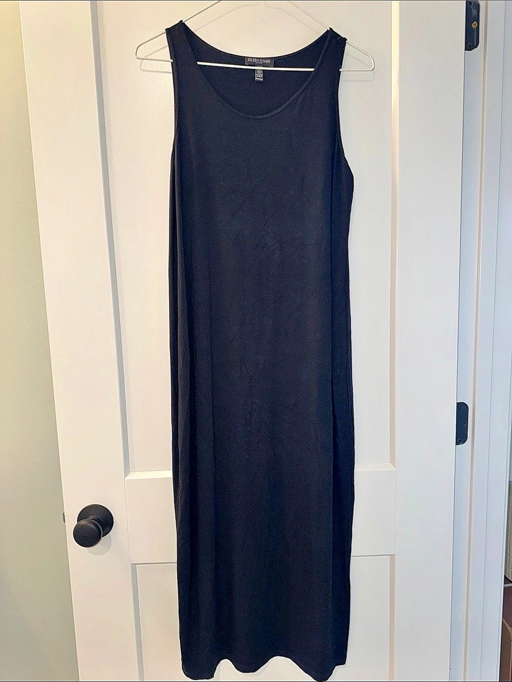Eileen Fisher Viscose Jersey Tank Maxi Dress Black Medium Like New